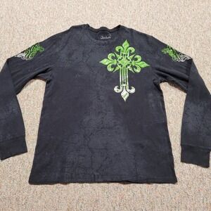 Archaic Shirt Mens 3XL Black Long Sleeve Thermal Knit Cross Grunge Affliction